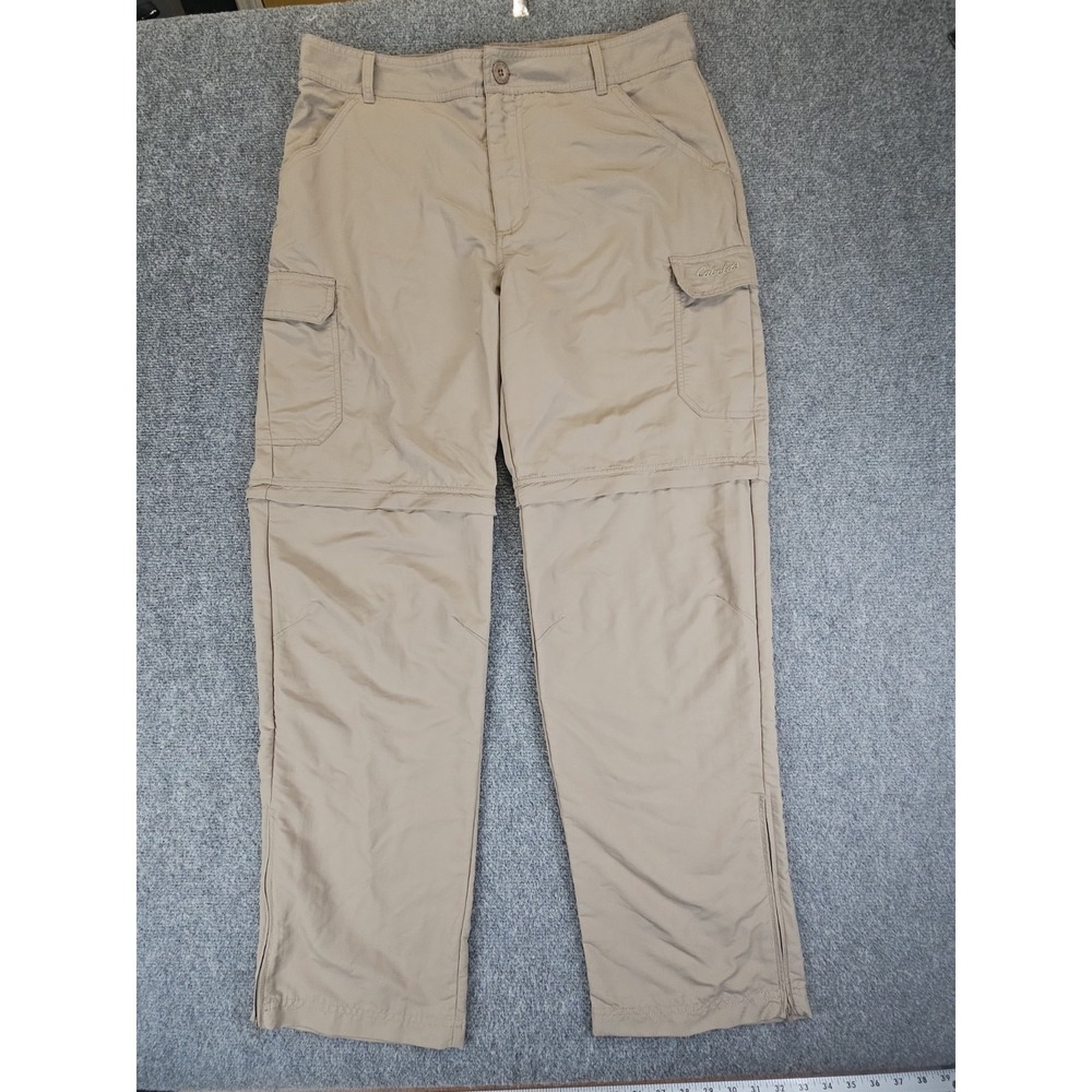 Cabela's Convertible Pants Brown Tan 34x32 Nylon Hiking Hunting Zip Offs